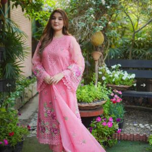 aneela's embroidered 3 pcs suit laser cutwork edition